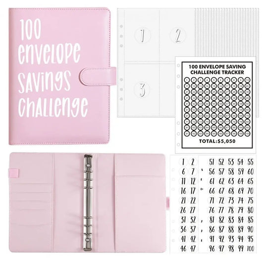 1 Set 100 Day Challenge Money Saving Binder Kit 100 Day Money Saving Challenge Binder Inserts Notebook Core Cash Envelope System